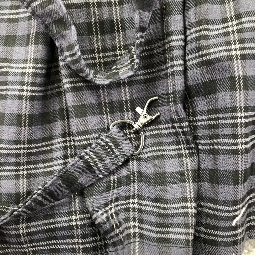 Hot Topic Skirt Womens Medium Gray Plaid Pleated Strap Detail Short Mini